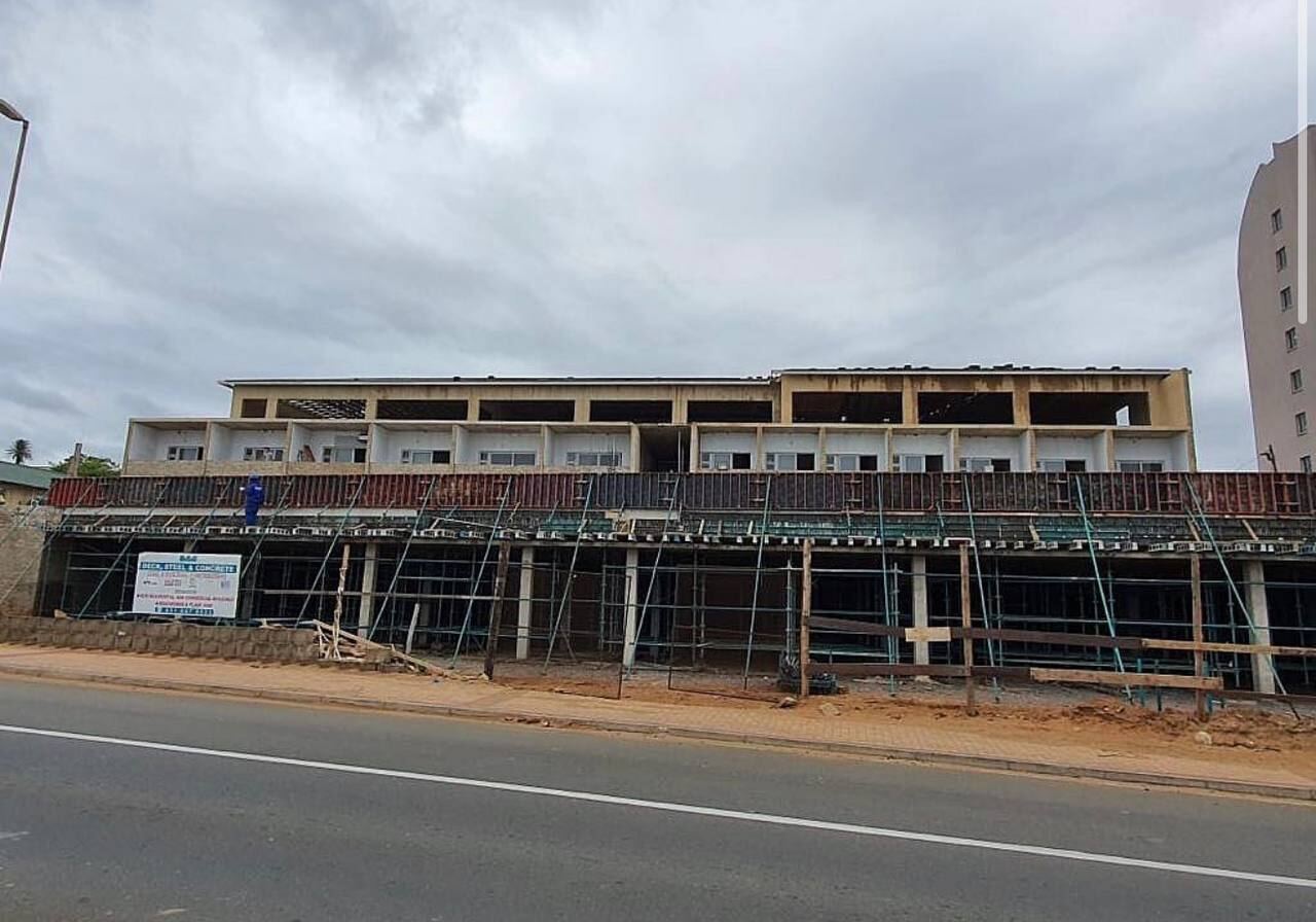 Commercial building structural frame under construction