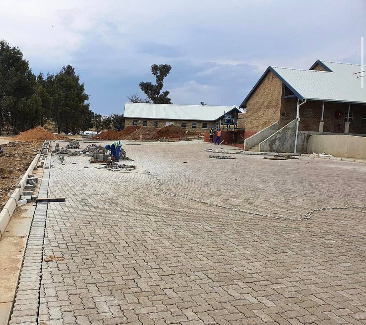 Completed paving leading to campus buildings