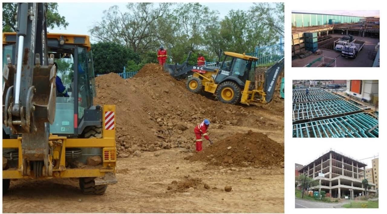 Plant yard with loaders and excavators
